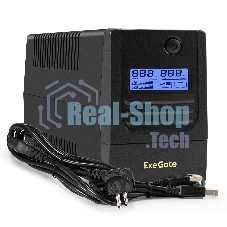 Источник бесперебойного питания ExeGate Smart LB-850.LCD.AVR.4C13.USB (850VA/510W, LCD, AVR, 4*C13, USB, батарея 12V 9Ah, черный)