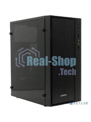 Компьютерный корпус Minitower ExeGate EX283754RUS mEVO-9301-RGb (mATX, без БП, с окном, 2хUSB+1хUSB 3.0, HD аудио, черный с RGb подсветкой)