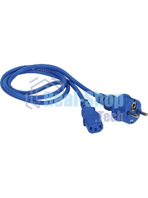 Шнур питания Lanmaster C13-Schuko прямая, 3х0.75, 220В, 10А, синий, 1.5 метра