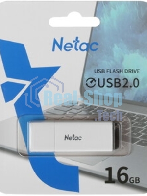Флешка USB Netac U185 (NT03U185N-016G-20WH), 16Gb, USB 2.0, R/W 25/10, белый/серый