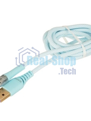 Кабель Maxvi MC-19L blue, USB-A - Lightning, 2.4A, LED ток макс. нагрузки 2.4А, макс. напряжение 5V; стандарт USB 2.0; длина кабеля 1.5м, нейлоновая оплетка, металлические корпуса разъемов,LED подсветка, цвет: синий