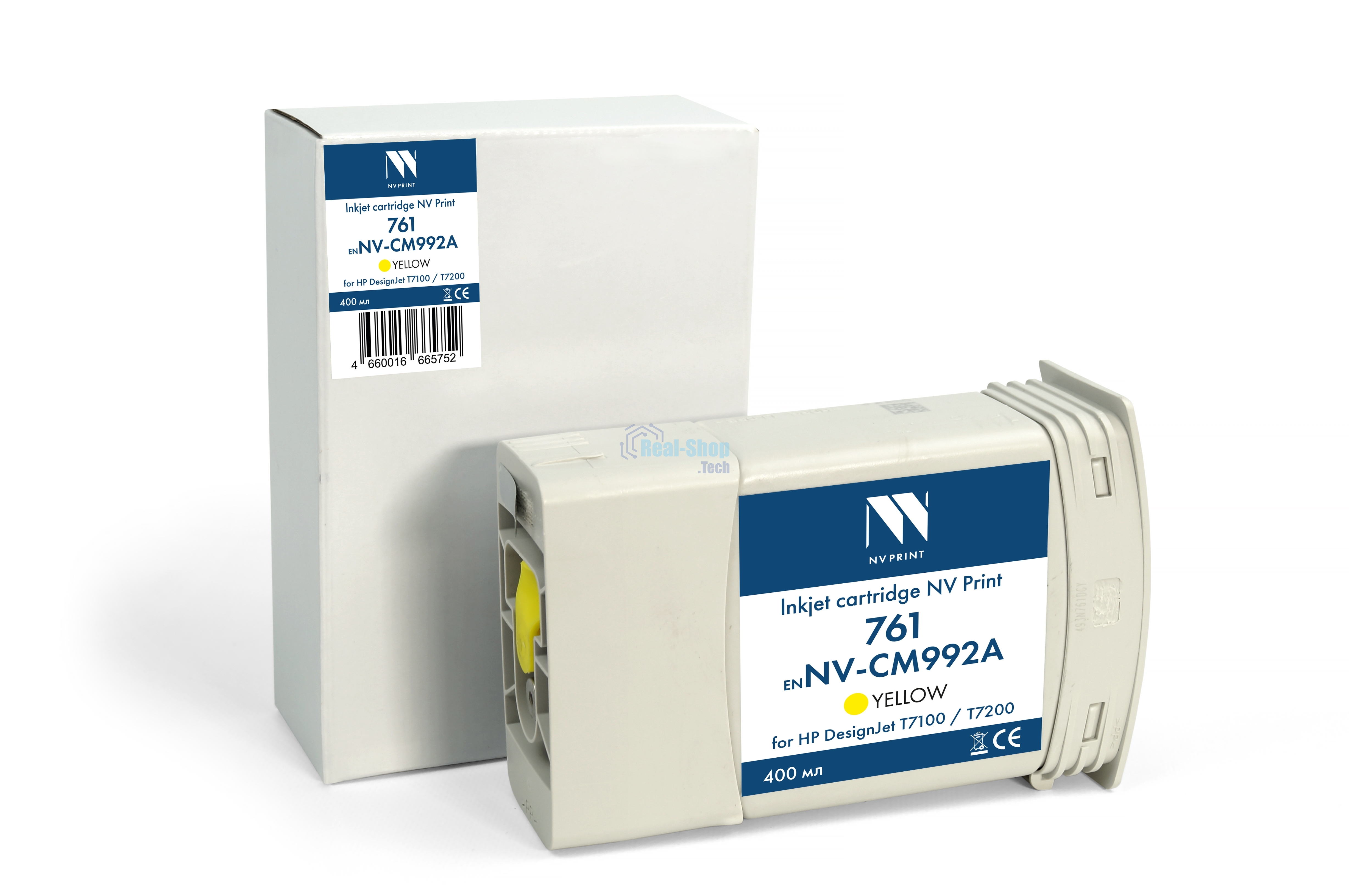 Картридж струйный NVPrint 761 (NV-CM992A) желтый для HP DesignJet T7100 / T7200 (400 мл) совместимый