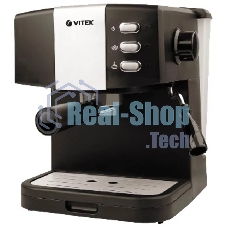Кофеварка рожковая Vitek VT-1523(MC) черный/серебристый, исп. кофе - молотый, 1.5 л, 850 Вт, 15 Бар.