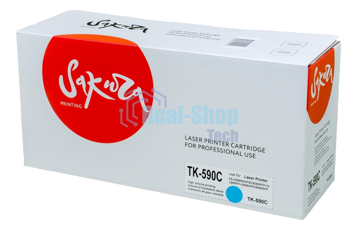 Картридж Sakura TK590C для Kyocera Mita FS-C2026/C2126MFP, синий, 5000 к.