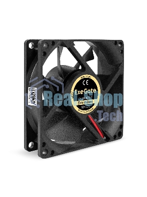 Вентилятор 12В DC ExeGate ExtraSilent ES08025S2P (80x80x25 мм, Sleeve bearing (подшипник скольжения), 2pin, 1900RPM, 20dBA)