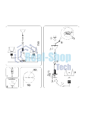 Люстра Ambrella light LH71217/8 CGD золото E14/8 max 40W D790*750