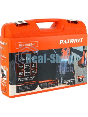 Дрель-шуруповерт Patriot BR 216UES-h, 21 В, 4 Ач, 60 Нм, бесщеточный