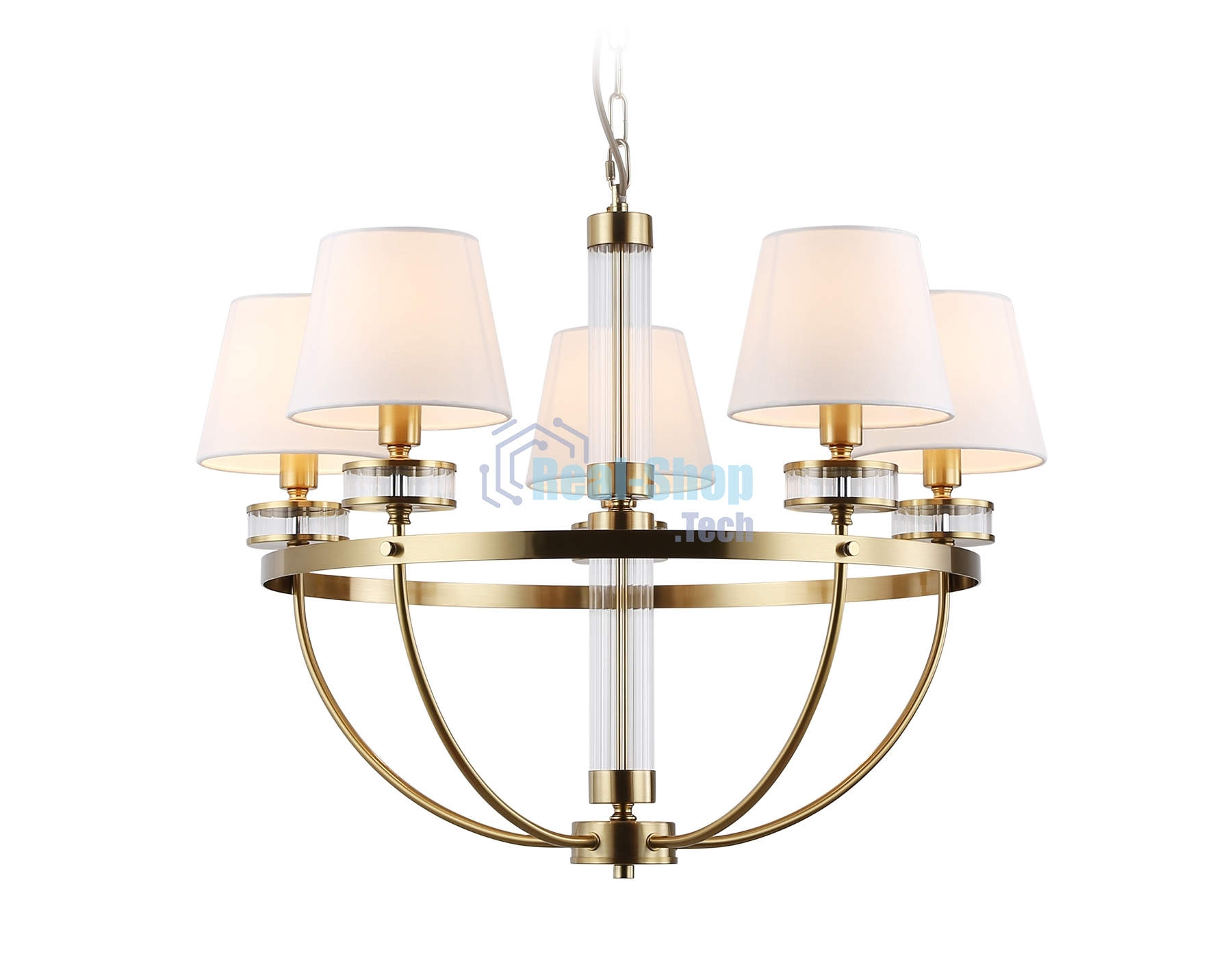 Люстра Ambrella light LH71251/5 BS/WH латунь/белый E14/5 max 40W D700*990