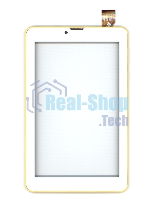 Сенсорное стекло (тачскрин) для Irbis TZ753, белое с желтой рамкой