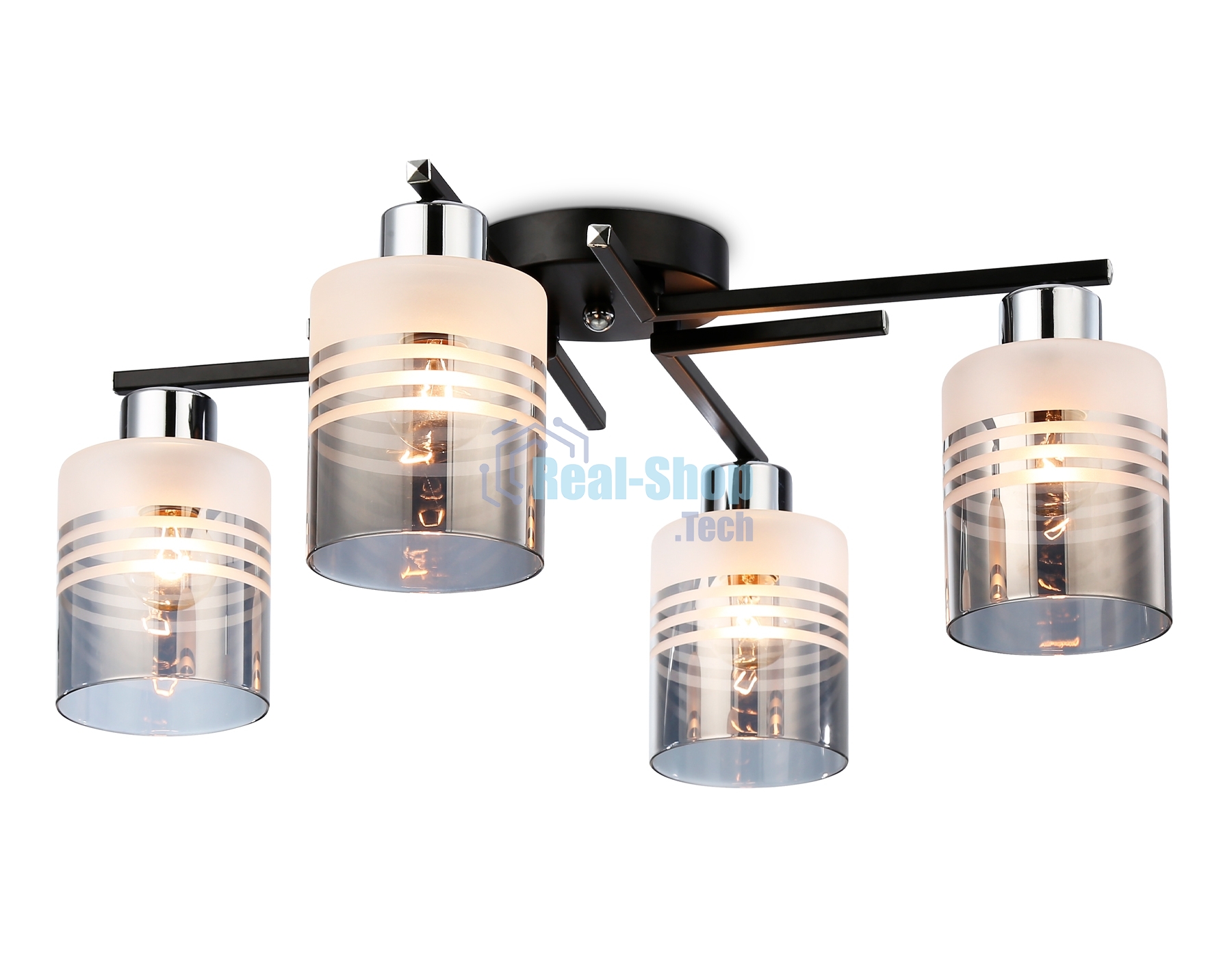 Светильник Ambrella light TR303212/4 BK/CH/SM/FR черный/хром/дымчатый/белый матовый E27*4 max 60W D515*200