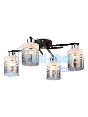 Светильник Ambrella light TR303212/4 BK/CH/SM/FR черный/хром/дымчатый/белый матовый E27*4 max 60W D515*200