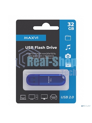 Флешка USB Maxvi P1 blue (FD32GBUSB20C10P1), 32Gb, USB 2.0, R/W 15/5, синий