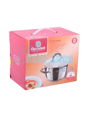 Кастрюля Rondell RDS-023 с\кр 18 см, (2,3л) Flamme (нерж.сталь 18/10,ручки из нерж.стали со вставкой силикон)