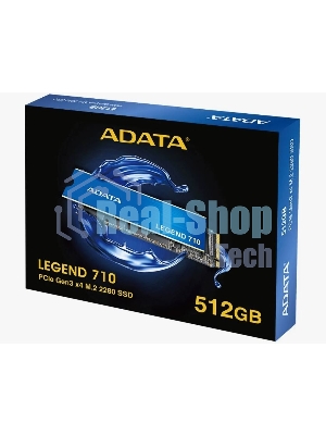 Накопитель SSD ADATA LEGEND 710, 512Gb, PCIe 3.0 x4, M.2 2280, NVMe, R/W 2400/1600, с радиатором