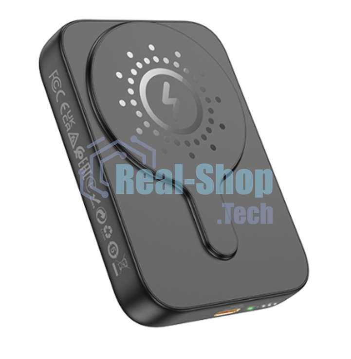 Портативный аккумулятор Powerbank HOCO J117A с быстрой беспроводной зарядкой (магнитный), черный