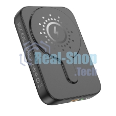 Портативный аккумулятор Powerbank HOCO J117A с быстрой беспроводной зарядкой (магнитный), черный