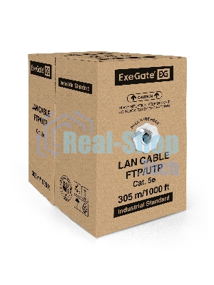 Кабель ExeGate UTP 4 пары кат.5e CCA, 25AWG, бухта 305м, серый, PVC