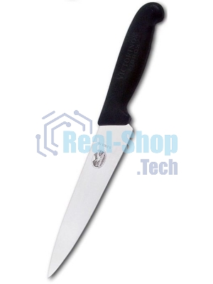 Нож кухонный Victorinox Fibrox (5.2003.15) стальной разделочный лезв.150мм прямая заточка черный блистер