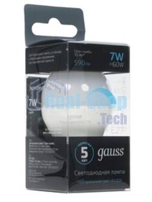 Лампа светодиодная Шар Gauss 7W 550lm 6500K Е27 шаг. диммирование LED