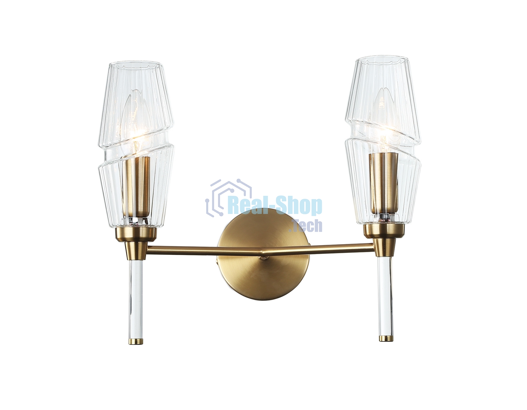Настенный светильник Ambrella light LH55206/2 BS/CL латунь/прозрачный E14*2 max 40W 330*170*280
