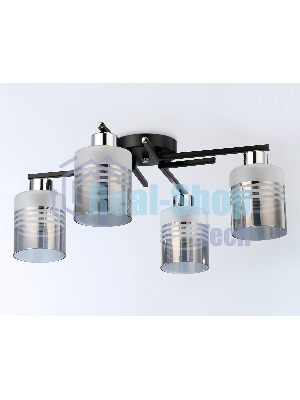 Светильник Ambrella light TR303212/4 BK/CH/SM/FR черный/хром/дымчатый/белый матовый E27*4 max 60W D515*200