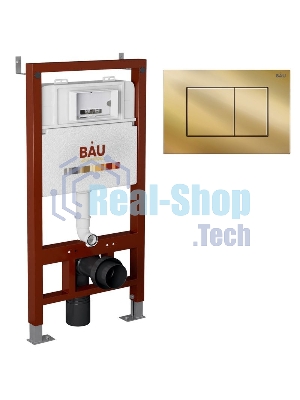 Инсталляция BAU PRO для подвесного унитаза, клавиша смыва BAU Stil, золото