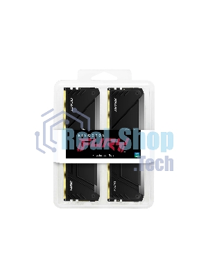 Оперативная память Kingston Fury Beast, DDR4, 32GB (2x16GB), 3200MHz, CL16, DIMM, с радиатором, RGB, черный