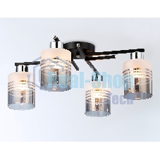 Светильник Ambrella light TR303212/4 BK/CH/SM/FR черный/хром/дымчатый/белый матовый E27*4 max 60W D515*200