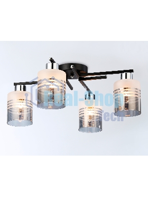 Светильник Ambrella light TR303212/4 BK/CH/SM/FR черный/хром/дымчатый/белый матовый E27*4 max 60W D515*200