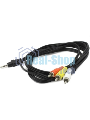 Кабель аудио/видео Cablexpert CCA-4P2R-2M, Jack3.5 4pin папа->3х RCA папа, 2м, черный