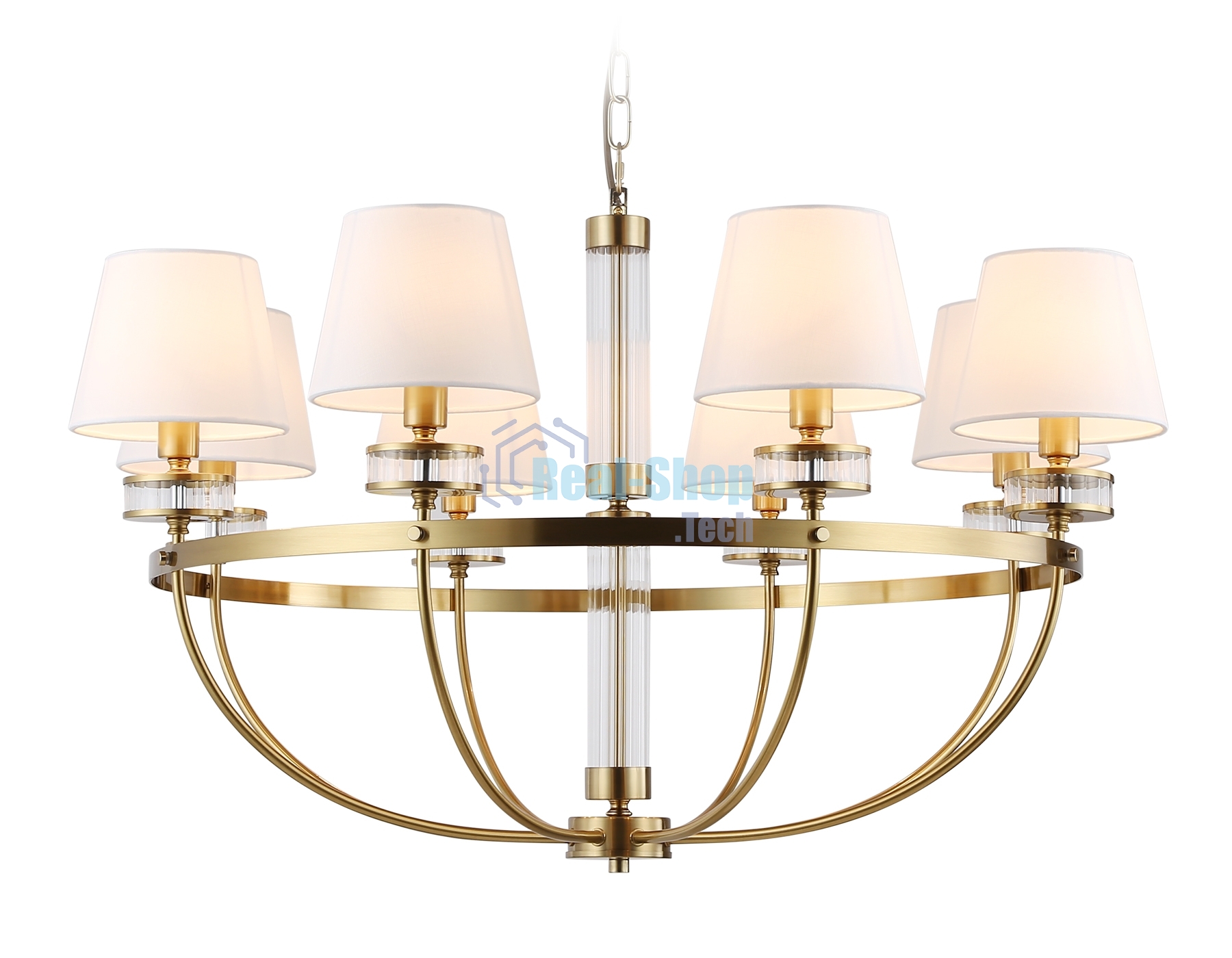 Люстра Ambrella light LH71253/8 BS/WH латунь/белый E14/8 max 40W D870*990