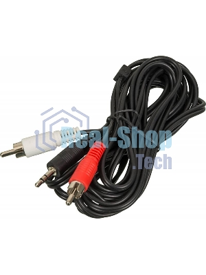 Кабель аудио Ningbo JAAC010-3 2хRCA (m)/Jack 3.5 (m) 3м. черный