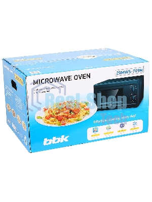 Микроволновая печь BBK 20MWS-709M/B черный, 20 л, 700 Вт, переключатели - поворотный механизм