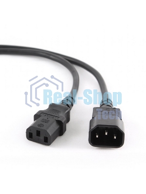 Кабель питания сист.блок-монитор Cablexpert PC-189-1-1.8M, 1.8м, C13-C14, 3x1кв.мм., черный, с заземлением
