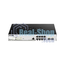 Коммутатор управляемый D-Link DGS-1210-10P/ME 2 уровня с 8 портами 10/100/1000Base-T с поддержкой PoE и 2 портами 1000Base-X SFP