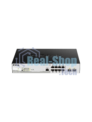 Коммутатор управляемый D-Link DGS-1210-10P/ME 2 уровня с 8 портами 10/100/1000Base-T с поддержкой PoE и 2 портами 1000Base-X SFP