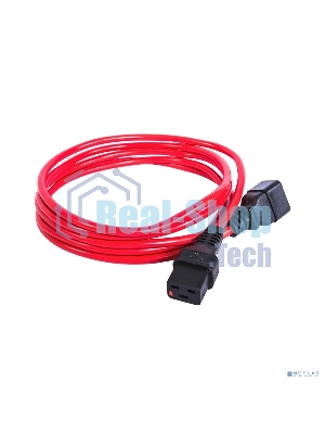 Шнур питания с фиксатором REM IEC 60320 C19/IEC 60320 C20, 16 А/250 В (3 * 1,5), 1,8 м, красный R-16-Cord-C19-C20-1.8-Red