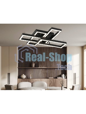 Потолочный светодиодный светильник Ambrella light FA1002/2+2 BK черный 65W 3000K-6400K 550*453*130 (ПДУ ИК)