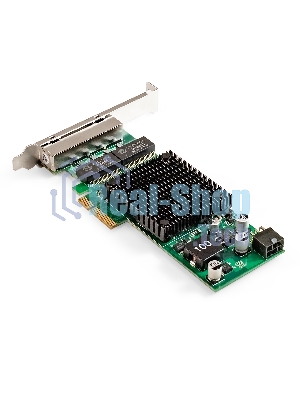 Сетевой адаптер ExeGate EXE-I350-T4V2-PoE (PCI-E x4 v2.1, порты 4xRJ45 PoE (медные, с поддержкой PoE), 10/100/1000Mbps, Gigabit Frame Grabber NIC Intel Chipset NHI350AM4)