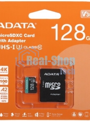 Флеш карта MICRO SDXC 128Gb W/AD. AUSDX128GUI3V30SA2-RA1 ADATA