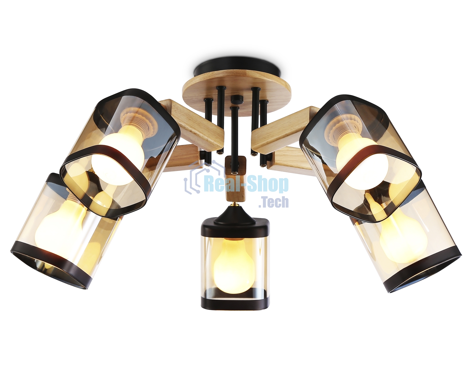 Светильник Ambrella light TR9529/5 BK/GD/TI черный/золото/янтарь E27*5 max 40W D670*260