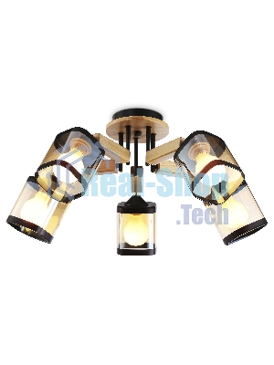 Светильник Ambrella light TR9529/5 BK/GD/TI черный/золото/янтарь E27*5 max 40W D670*260