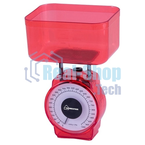 Весы кухонные механические HOMESTAR HS-3004М, 002795 красный, макс.нагрузка 1кг (в уп. 40 шт)