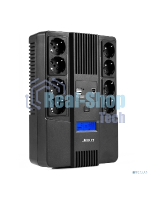 Источник бесперебойного питания Бастион SKAT-UPS 800-AID-IN-1x9-8 ИБП 220В 480Вт, LCD, АКБ 1x 9А·ч, line interactive, мод.синус, 8хSchuko,2xUS (8933)