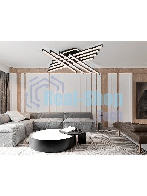 Потолочный светодиодный светильник Ambrella light FL6262 BK черный 130W 3000K-6400K 810*810*130 (ПДУ ИК)