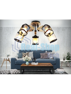 Светильник Ambrella light TR9529/5 BK/GD/TI черный/золото/янтарь E27*5 max 40W D670*260