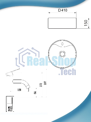 Раковина накладная со смесителем ( BAU Element D41, мрамор + смеситель Dream, нержавеющая сталь)