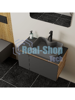 Комплект: тумба Bau Dream Blackwood графит 80, раковина BAU Cerama 48х37, темно-серая, смеситель Hotel Dream, черный выпуск клик клак черный
