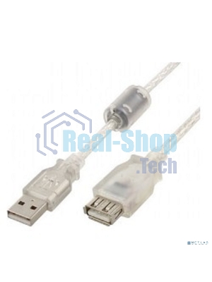 Кабель Cablexpert USB2.0 Pro, AM/AF, 3м, экран, 2 феррит.кольца, прозрачный (CCF-USB2-AMAF-TR-10)