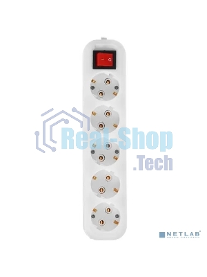 Сетевой фильтр 5bites SP5W-318 5S, 3x1.5мм2, 16A, ABS, 1.8M, белый